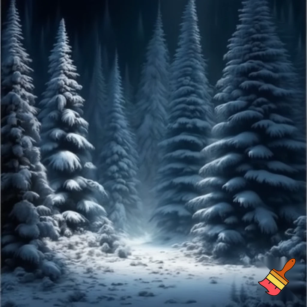 An enchanted snow forest