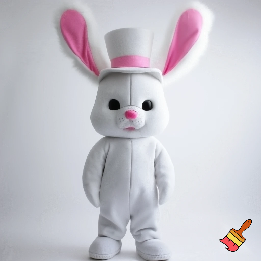  Mascot costume Easter bunny costume top hat pink and white