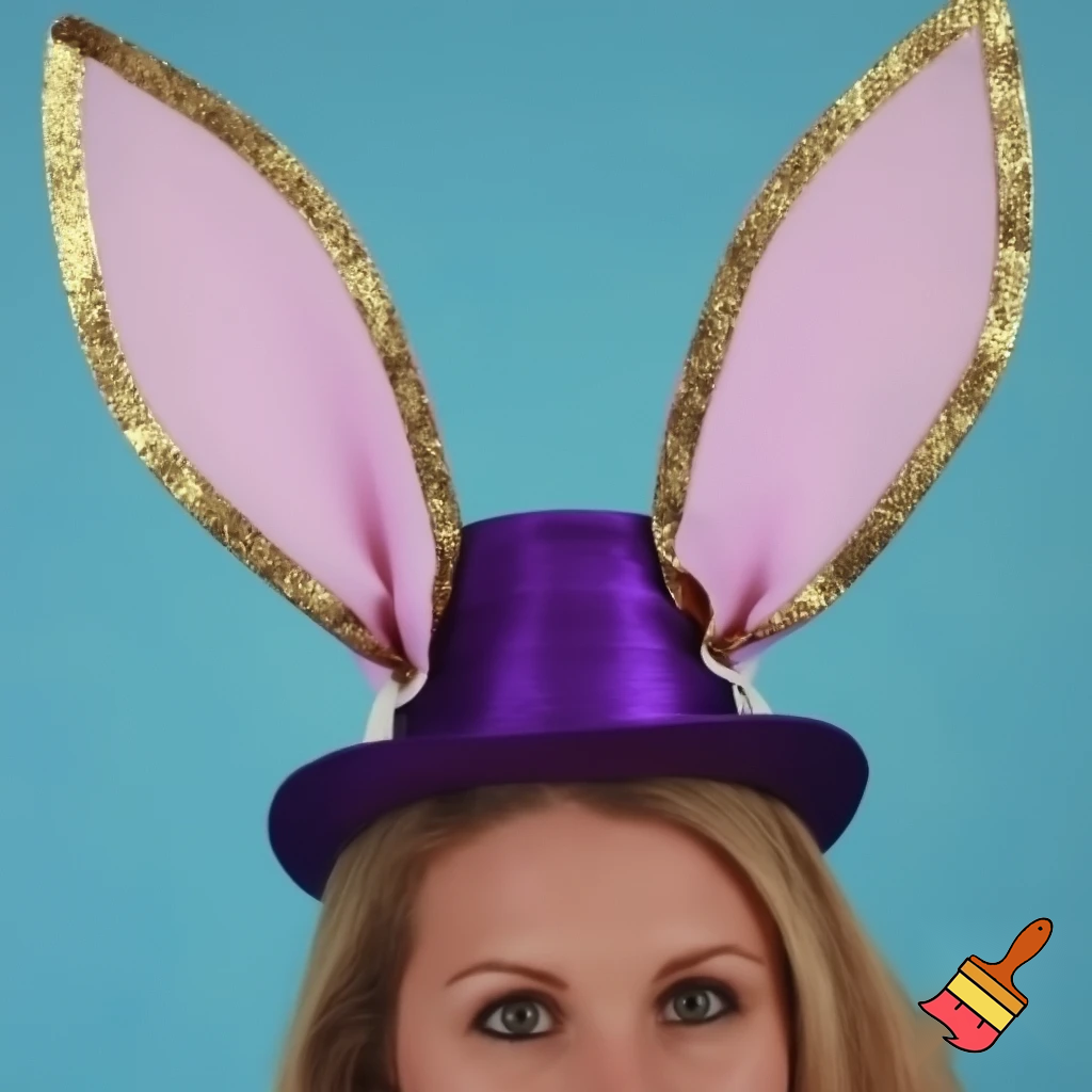 Easter bunny top hat, Easter balcony headband, purple and gold headband top hat