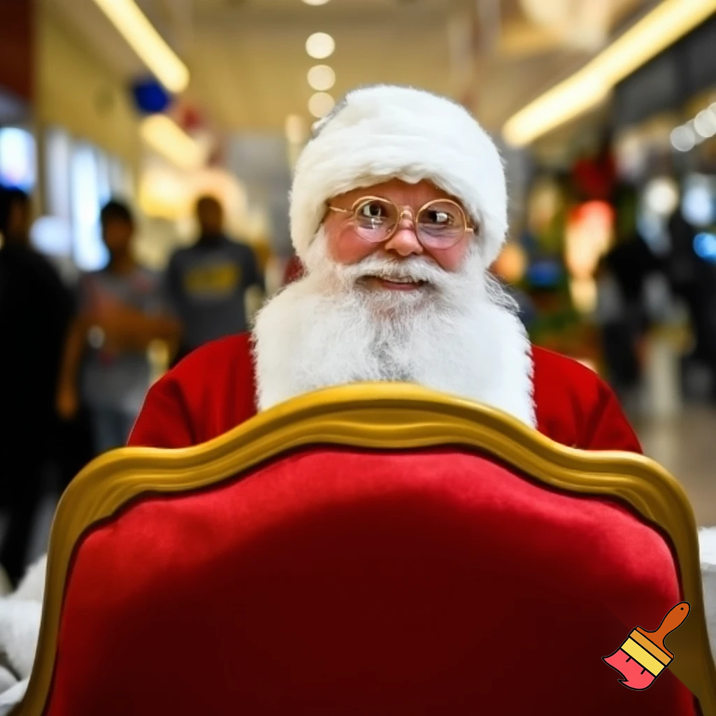 Santa Claus shopping mall Santa Claus chair at the shopping centre photo Santa Claus photo Santa Claus’s glasses big Santa chair