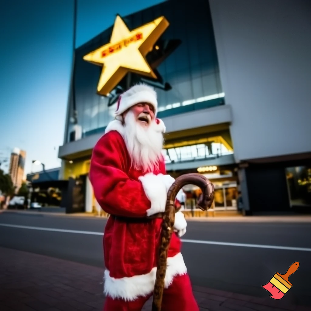 Santa Claus, Russia walking stick with the start the real Santa Claus shopping Centre in Australia
A star
