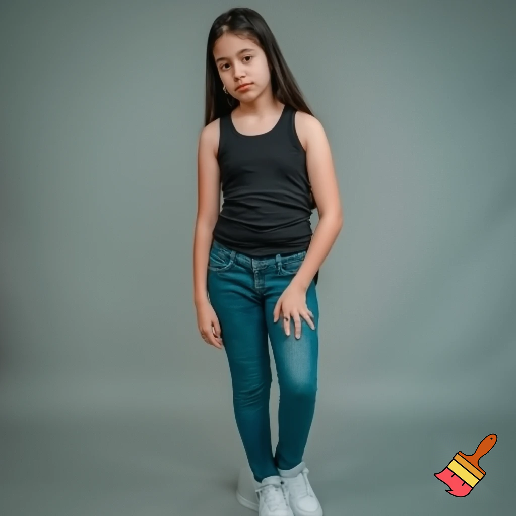 full body view of teenage girl in a tank top