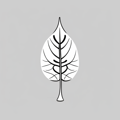 Leaves doodle, black and white, single line art