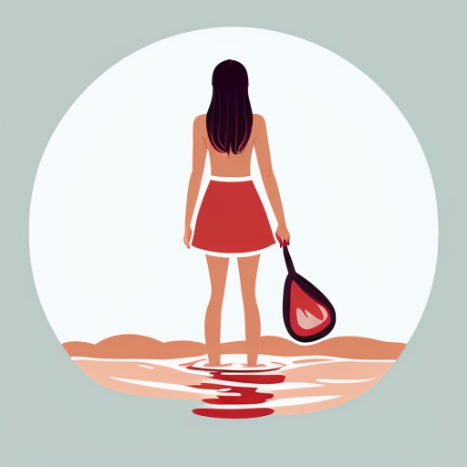 girl teen winter, a showers in red water, standing