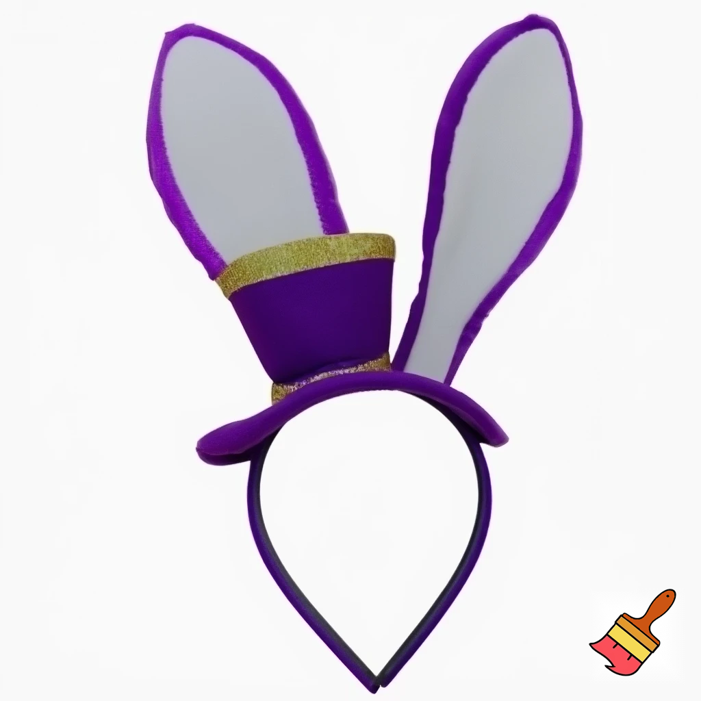Easter bunny top hat headband, purple white with gold glitter