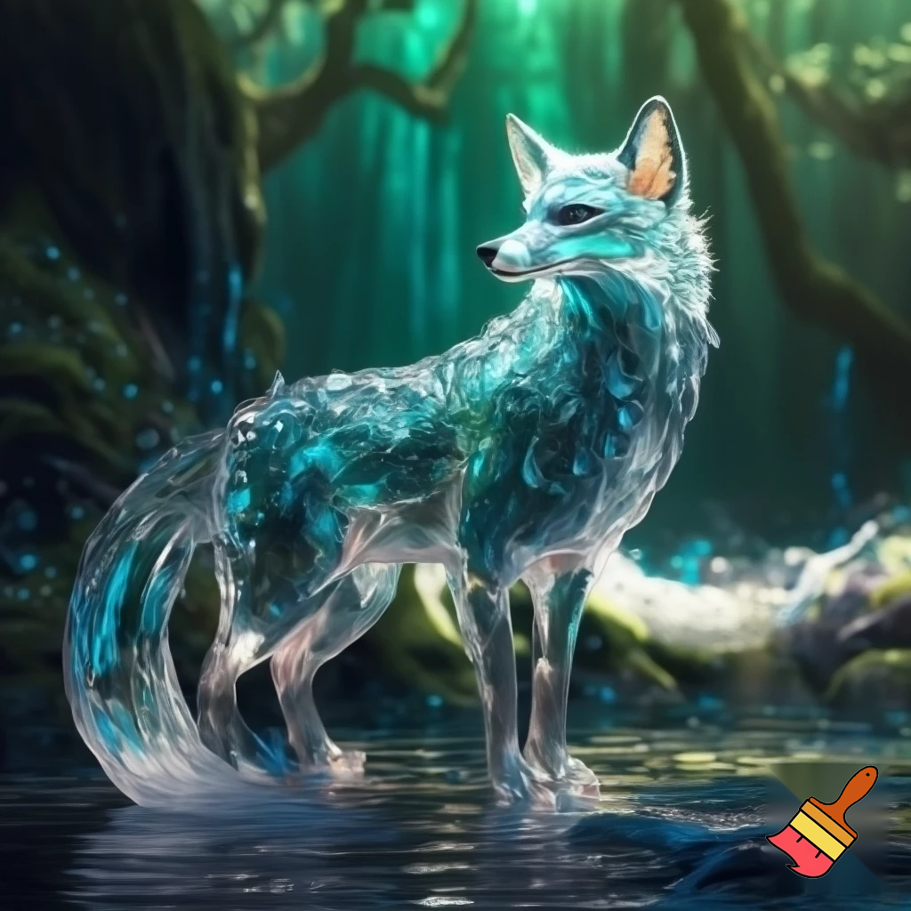fantasy fox made out of water