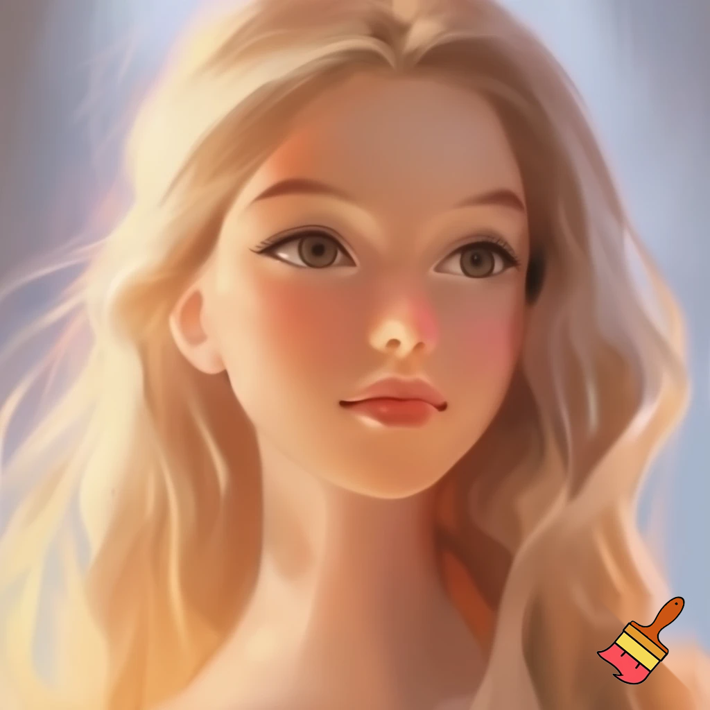 a girl with blond long hair