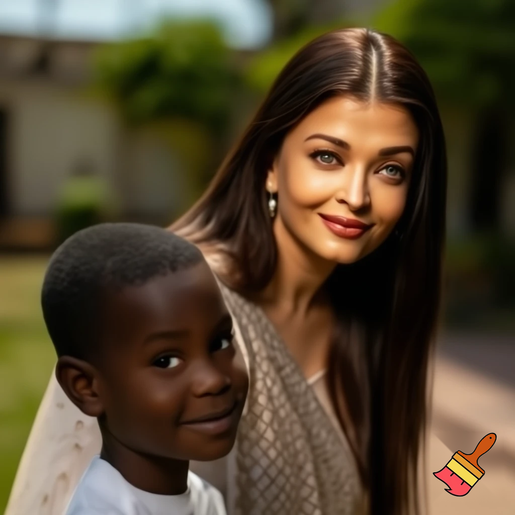 Aishwarya Rai  with a young African boy