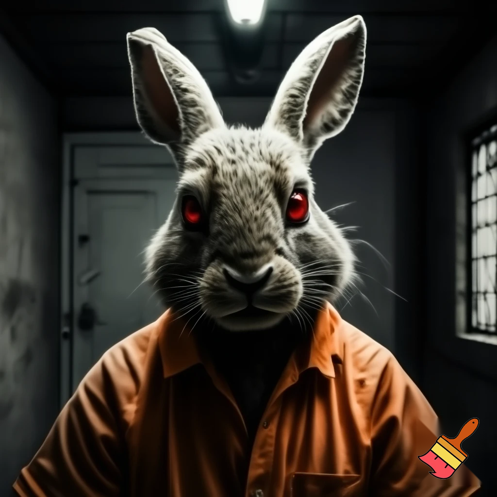 evil rabbit red eyes prison suit