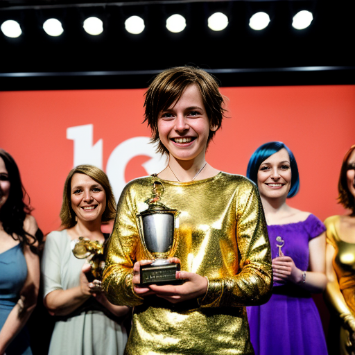 inside out style happy proud gold holding trophy one person gold