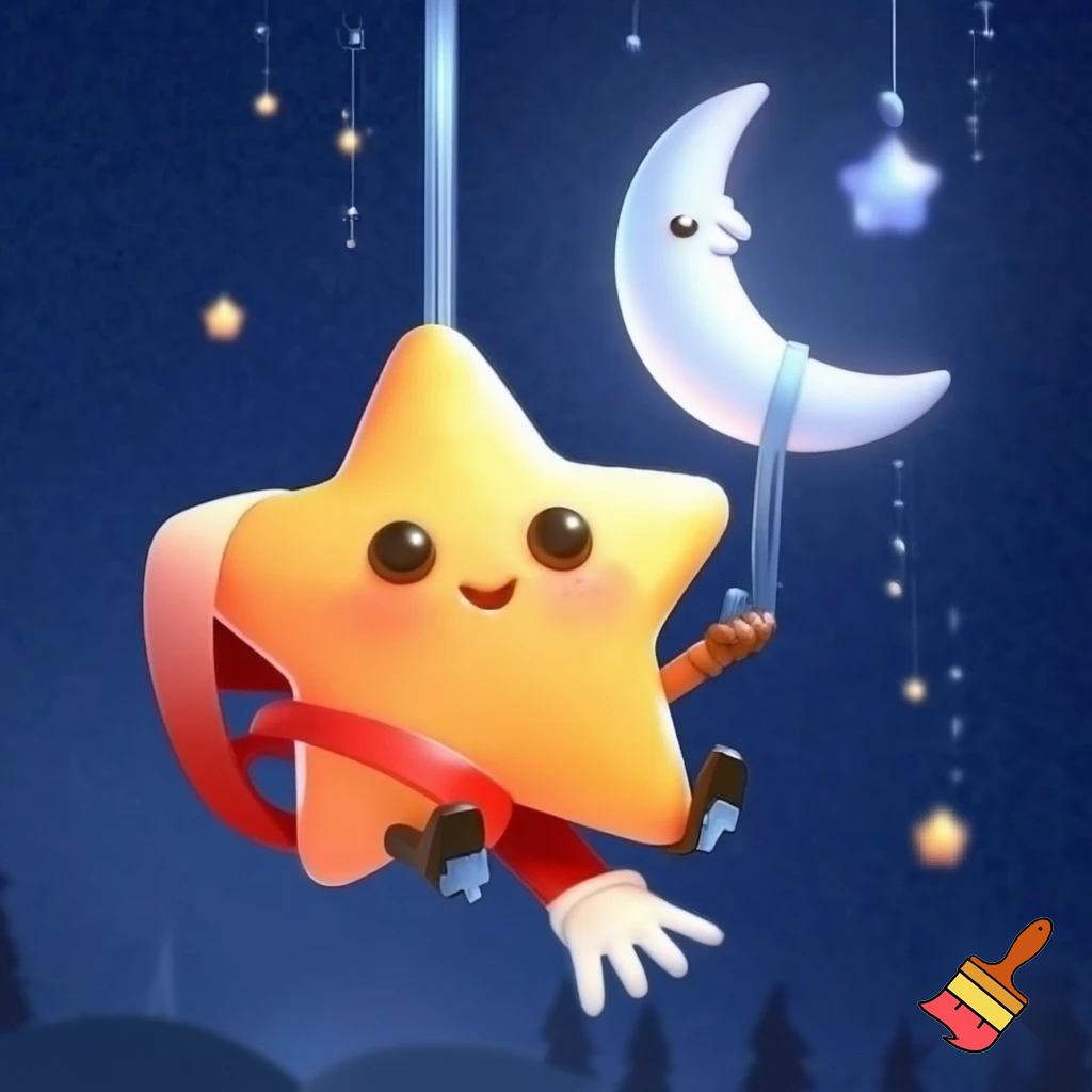 Star and moon christmas cartoon