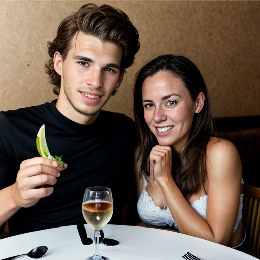 Goretzka and Vanessa at the restaurant 