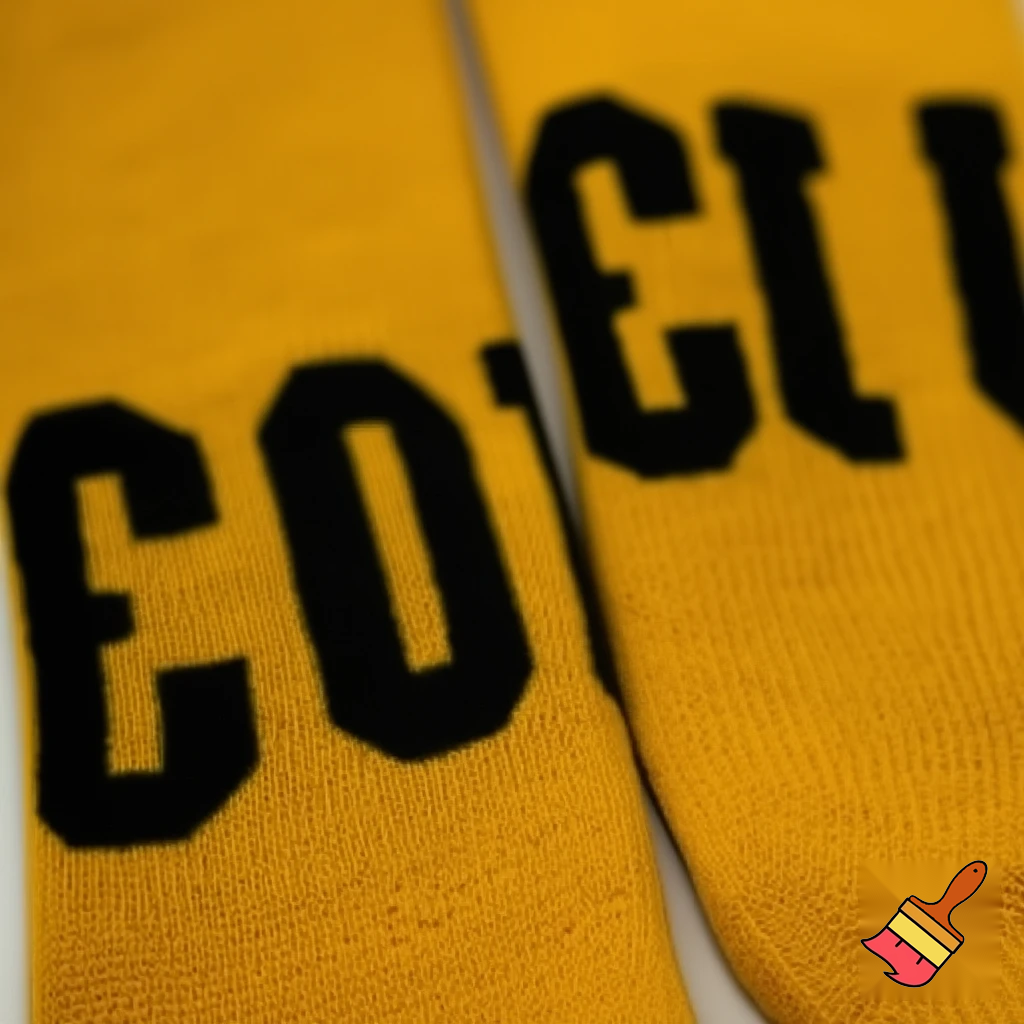 yellow-goldish socks with SLC in black on them
