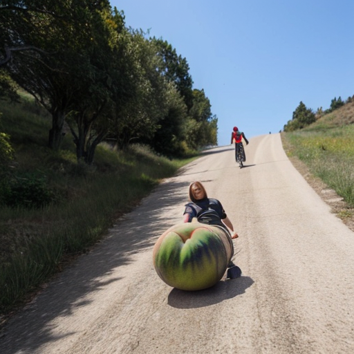 Giant peach rolling down hill ai