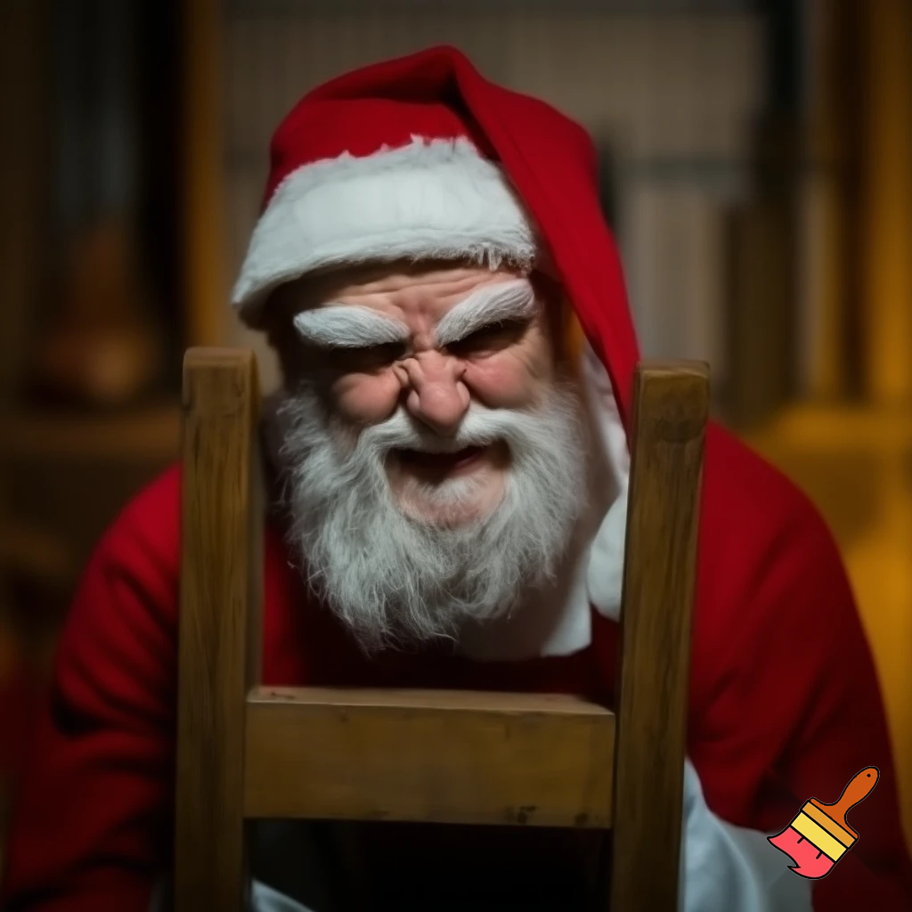 Santa Claus, a chair angry Santa of the angry Santa Claus