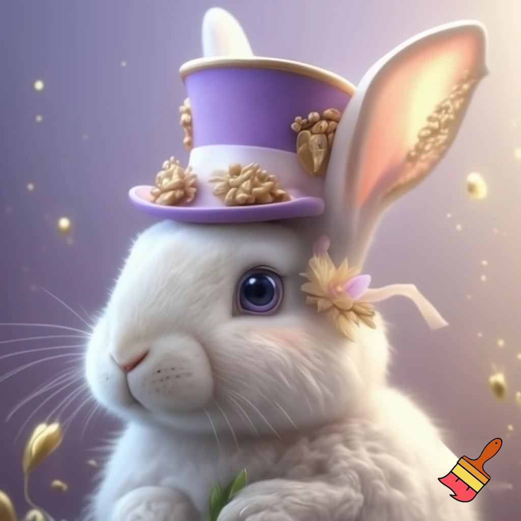 Easter bunny top hat headband, purple and white with gold