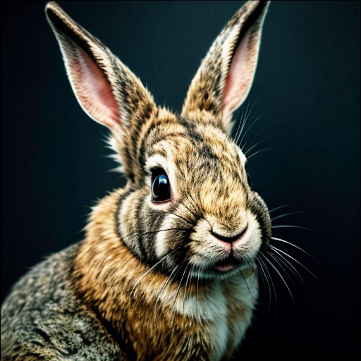 feral rabbit taking a mugshot looking sinister and looking  menacing and smirking.