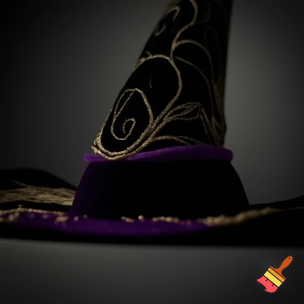  Black witches hat velvet special delicate purple and gold