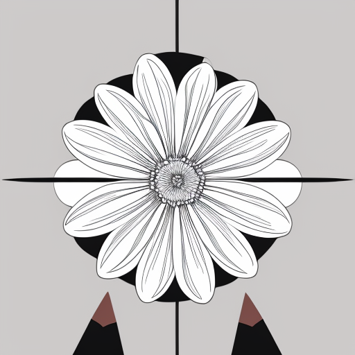Flower doodle, black and white