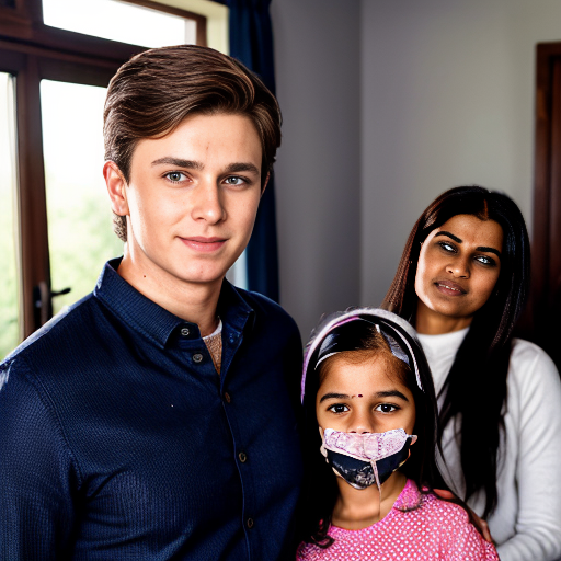photorealistic cinematic family scene 16:9, Brahmin family in modest home, young boy standing out with divine innocent glow, parents in background, emotional contrast, no text --ar 16:9 --stylize 300 --v 6