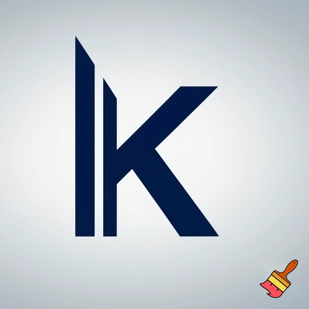 Create a minimalistic logo for condominium management company that resembles a letter "K". The vertical element of the K is a tall building and the bottom part of the K is the silloutte of a triangular house roof.
