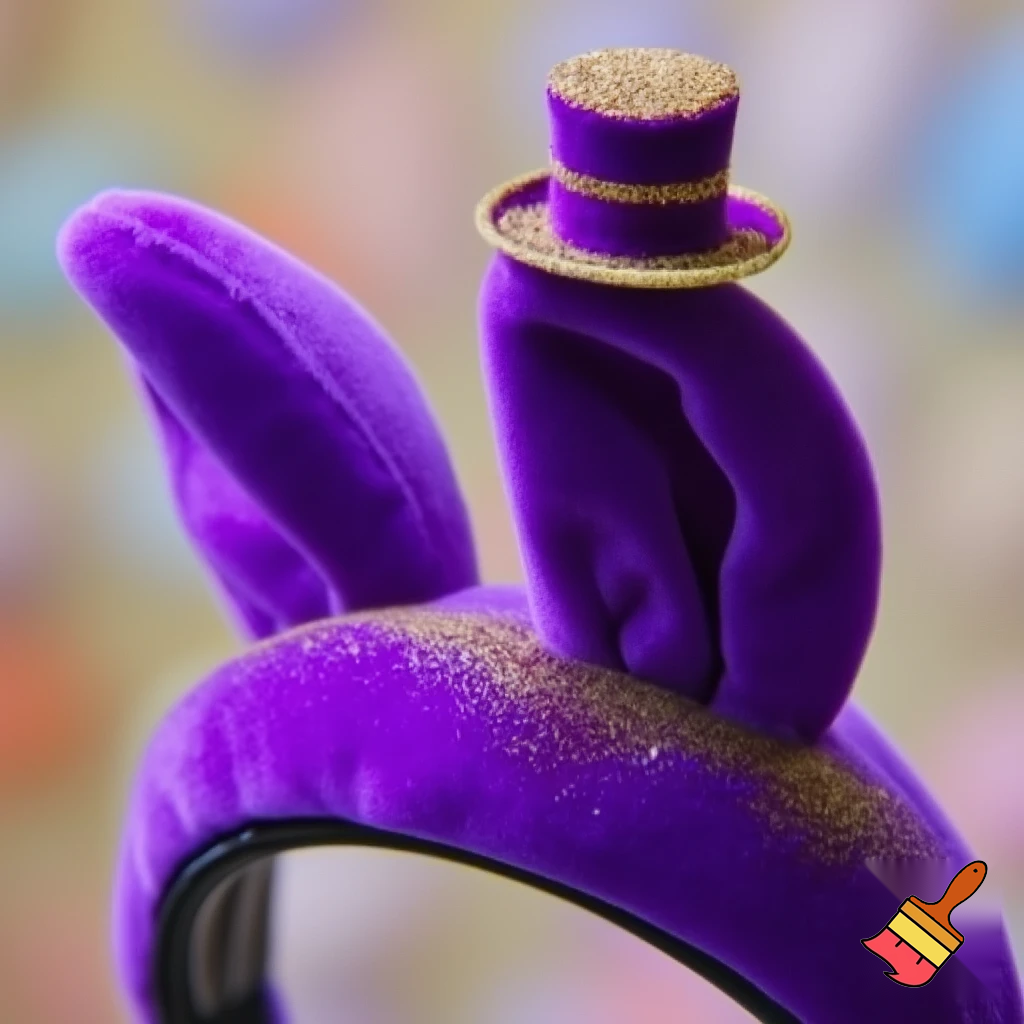 Easter bunny headband, top hat, purple and white with glitter gold purple glitter velvet and delicate top hat headband