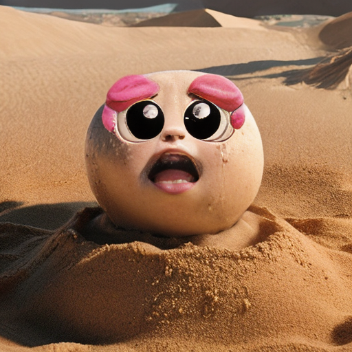 The powerpuff girls buttercup buried up to her neck in sand only her head sticking out packed in by bubbles and blossom