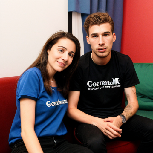 Goretzka and Vanessa at the living room 