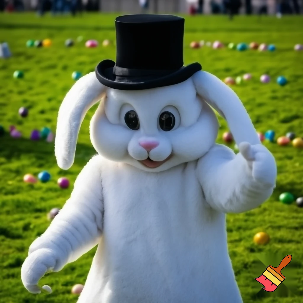 Easter bunny mascot top hat costume
