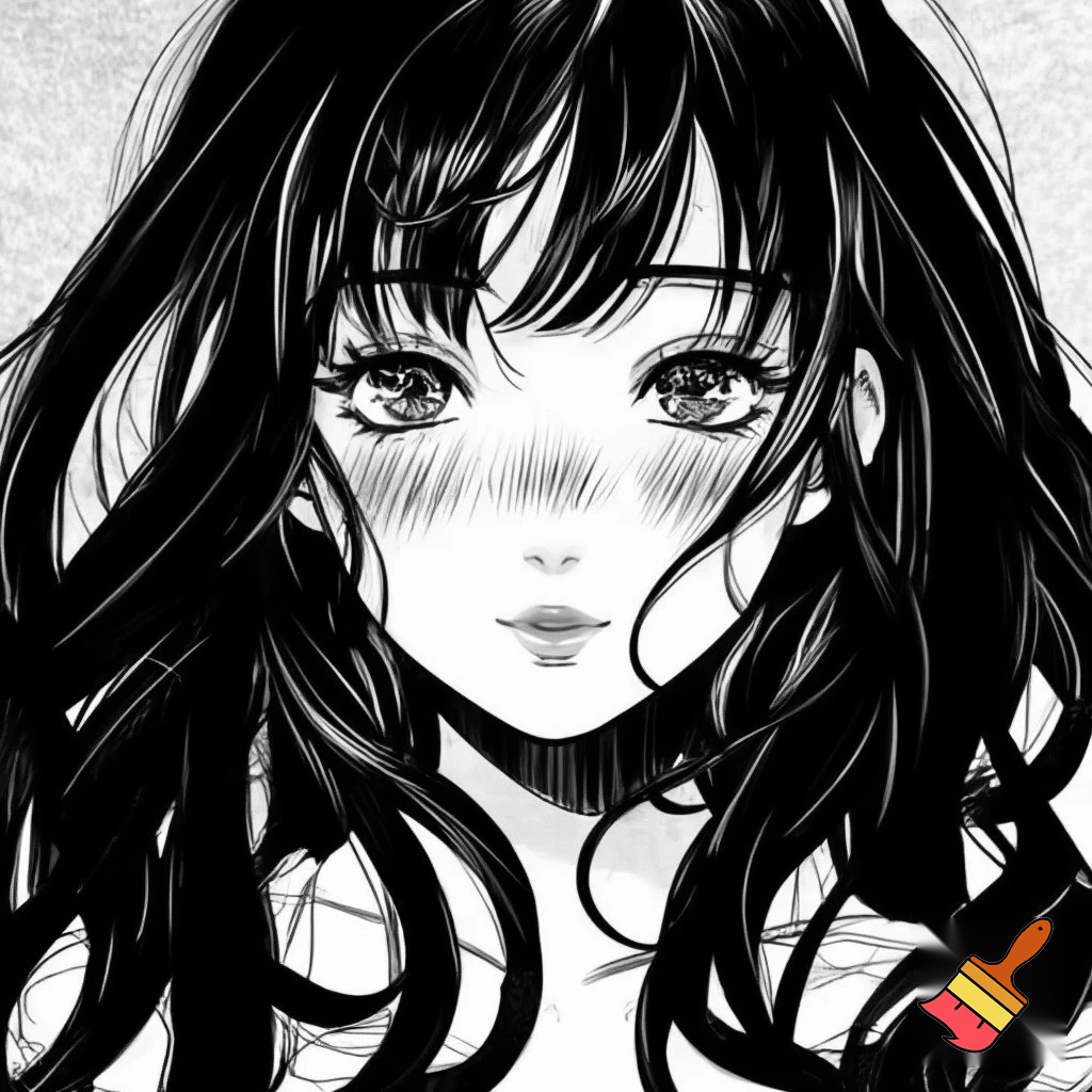 fait la en noir et blanc et plus style manga c une fille cheuveux long et tres 
ebourife  style dessin adolessante de 16 ans



