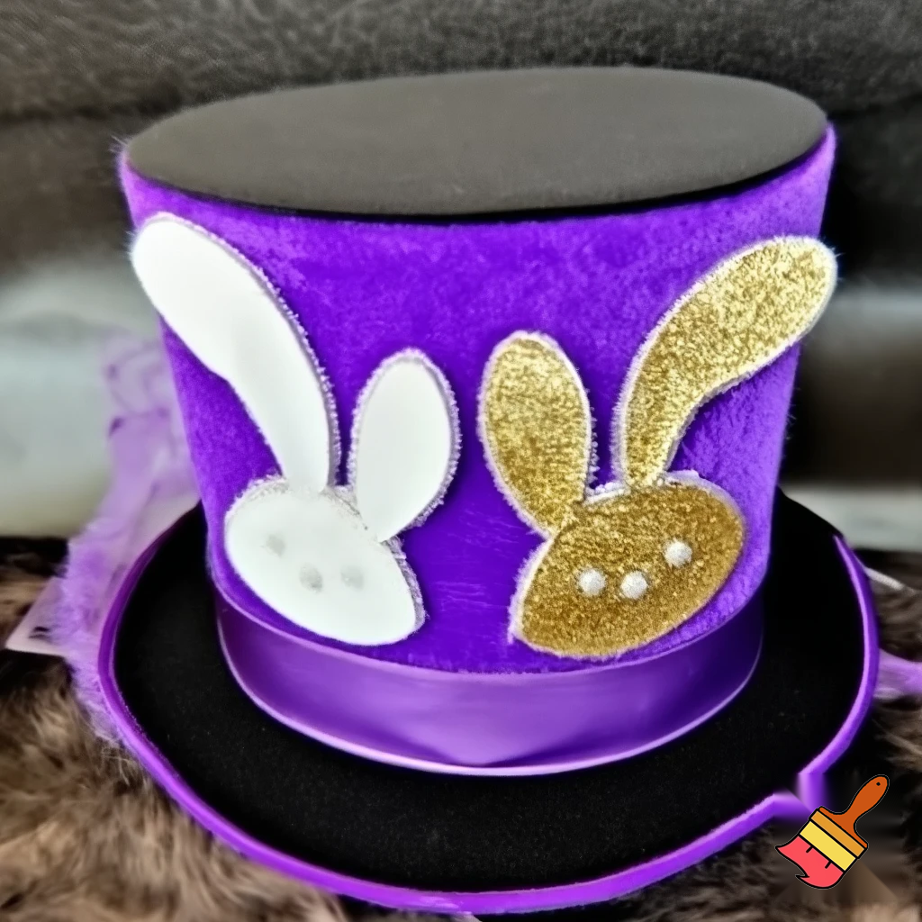 Easter bunny top hat headband, purple and white gold and silver top hat black purple dark purple special hat in delicate purple white, purple and white gold