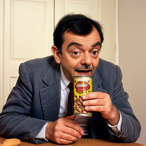 mr bean eating a can of beans