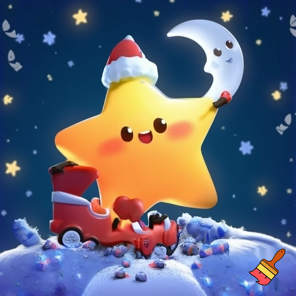 Star and the moon christmas cartoon