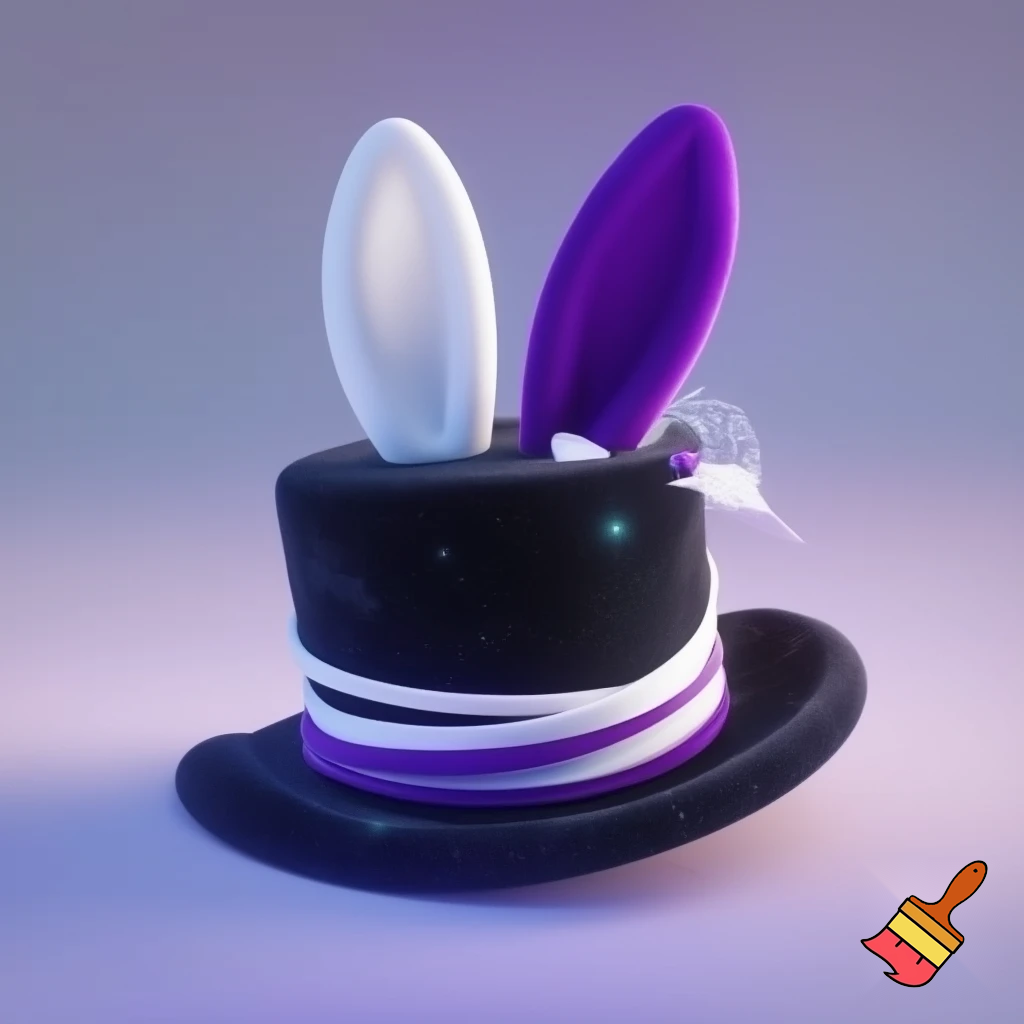 Black top hat with bunny ears velvet white and purple purple and white headband fabric and velvet glitter, purple and pink special present true special and delicate velvet white purple Easter bunny is bunny top hat velvet?