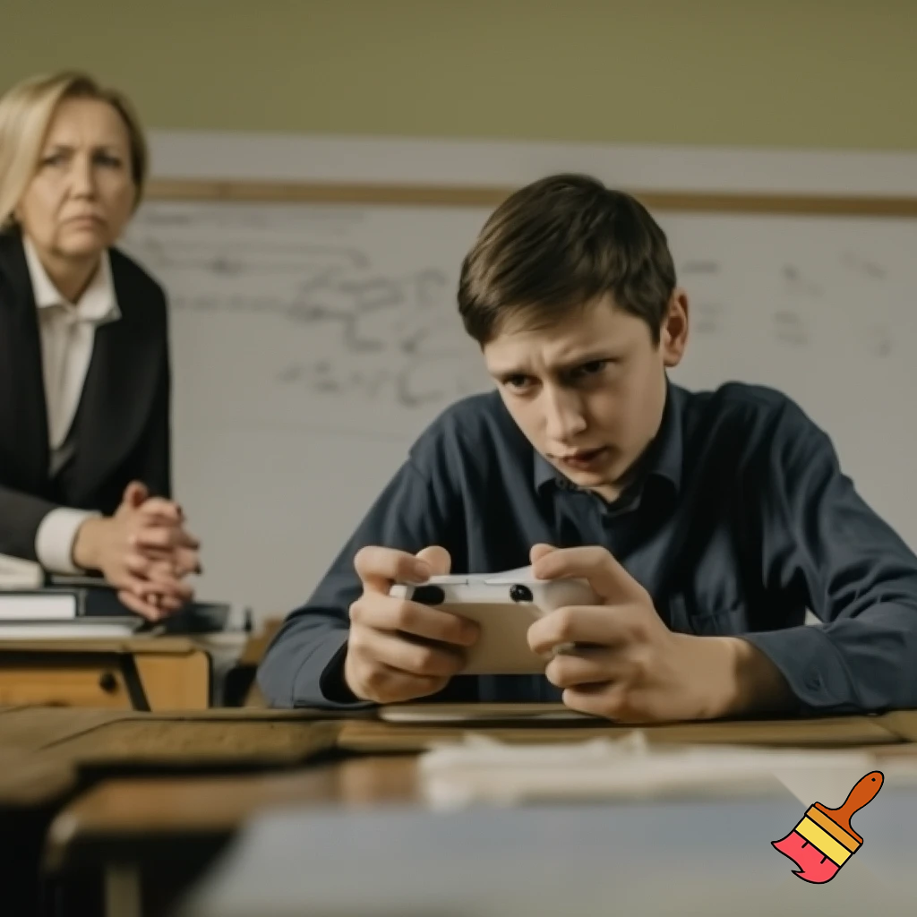 A person who games in school but the teacher hates him