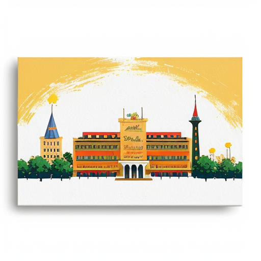 A minimalist painting inspired by Jean-Michel Basquiat, depicting the iconic façade of the Palace Hotel in Barcelona. The scene suggests a romantic wedding atmosphere with a couple symbolized through abstract figures and simple lines. Use expressive brushstrokes, raw textures, and a limited color palette (black, white, red, and gold). Incorporate subtle crown motifs and handwritten-style elements. The composition should feel elegant yet spontaneous, simple but striking.