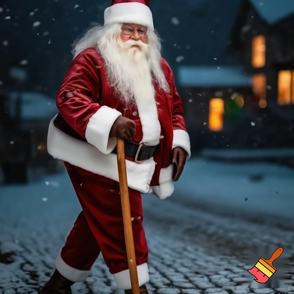 Santa Claus is walking stick