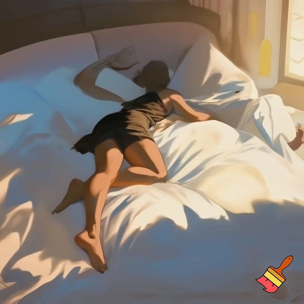 Just dance coach sleeps on the bed