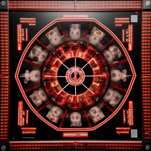Could you generate a crime board with photos and red threads forming an octagon?