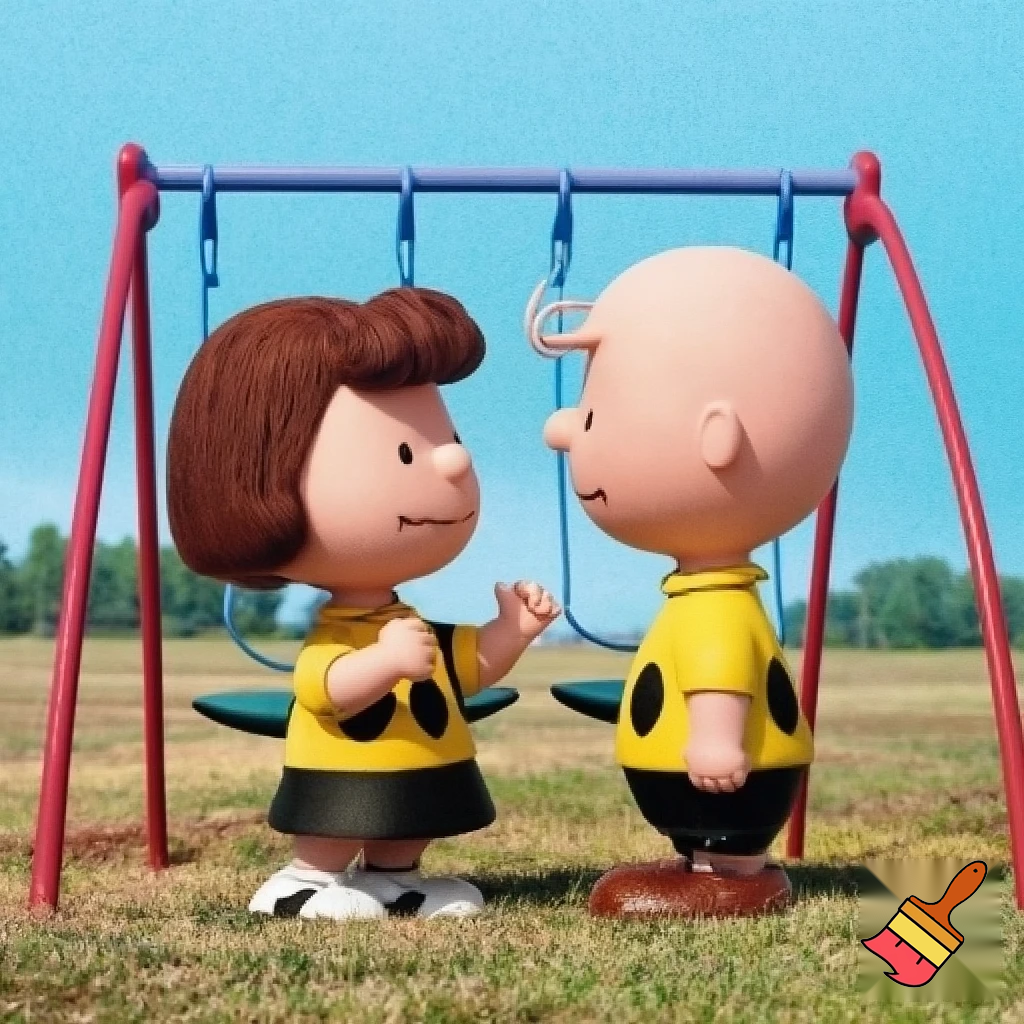 Charlie Brown with Peppermint Patty. They are in the playground and Charlie Brown is fucking Peppermint Patty.