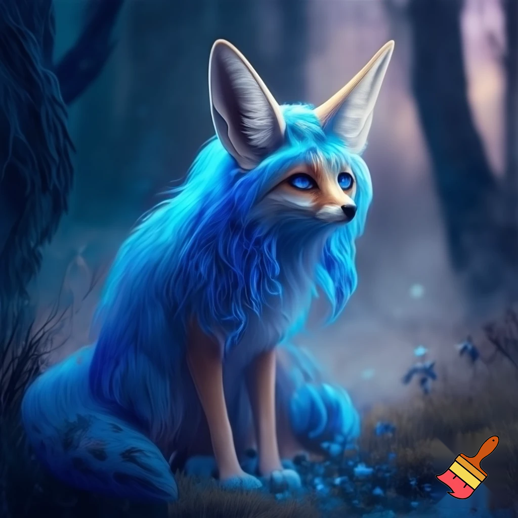 Fox with blue hair
