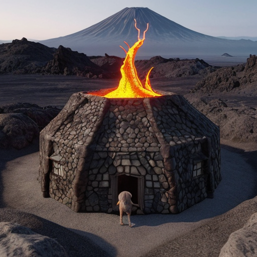 create a landscape volcano like a house for a hallwolf