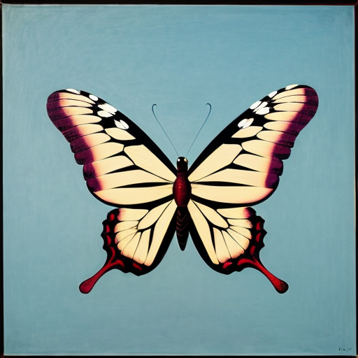 an artistic modern butterfly in Magritte style