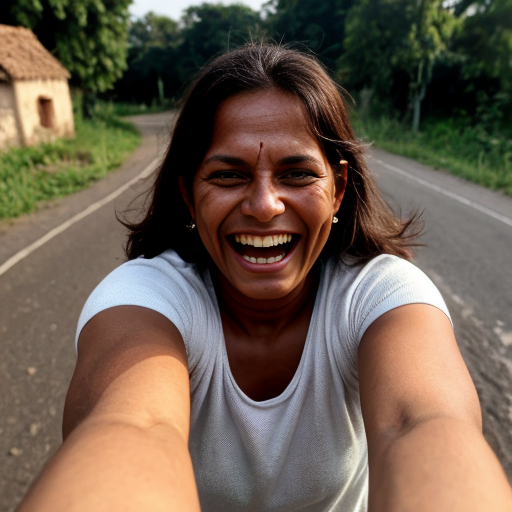 Huge green Hulku smiling happily after finding a 10 rupee note on the road in a village, joyful expression, dramatic cinematic lighting, dusty village road, realistic 3D animation style, Instagram reel format 9:16