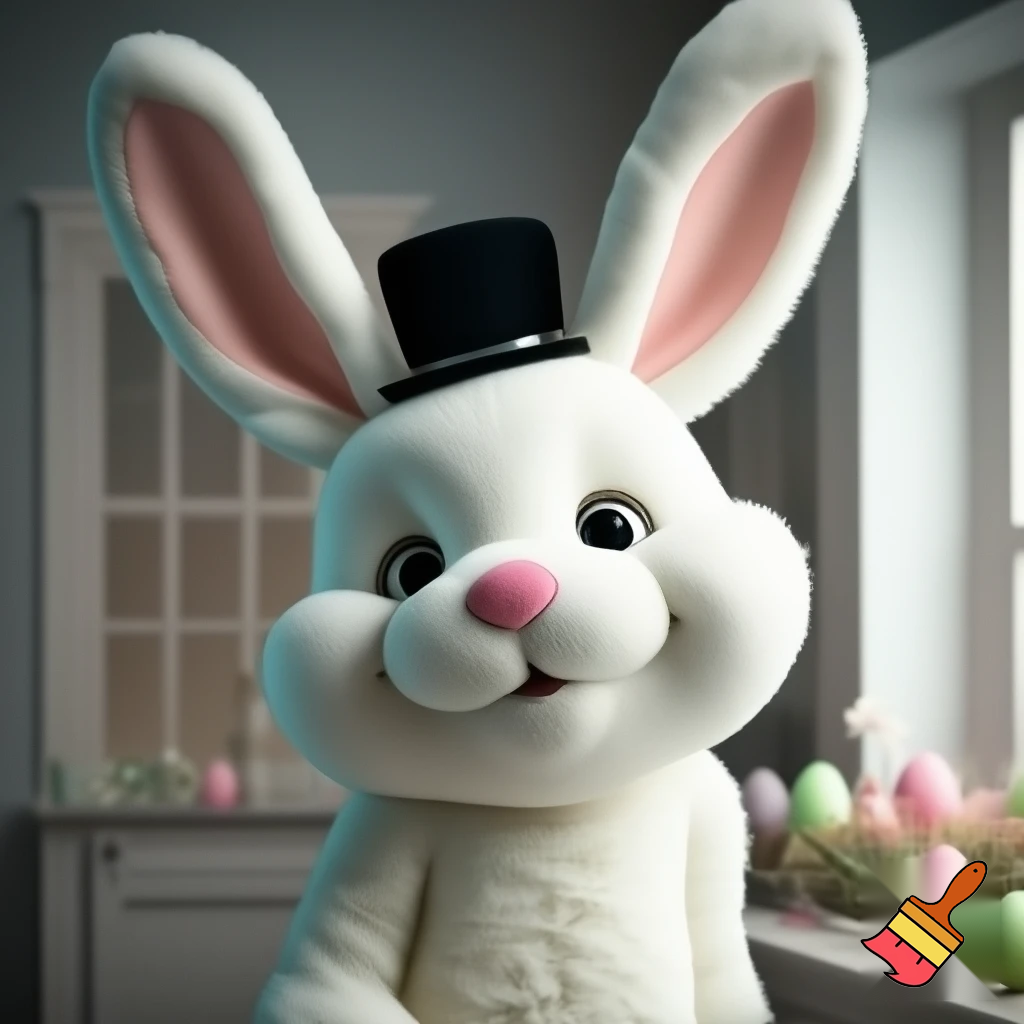 Easter bunny mascot costume top hat Easter only sells house