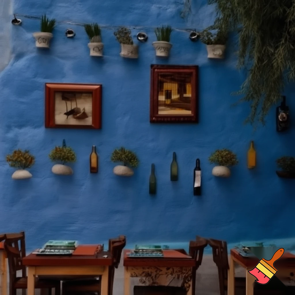 The wall of a restaurant in Greece