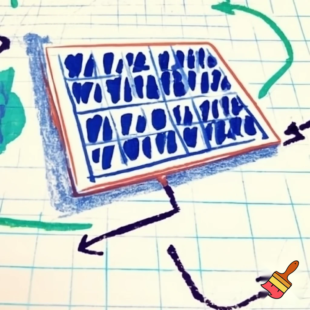 I want to generate a diagram like picture with solar panels with stronger materilez with longer duration and can it look like a middle schooler drew it and is on graph paper