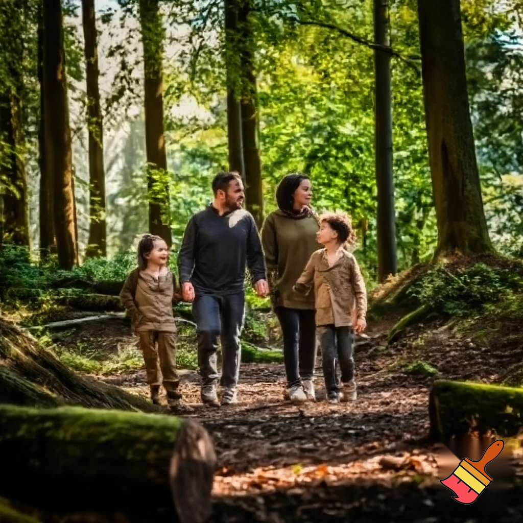 Family of 4 in the woods

