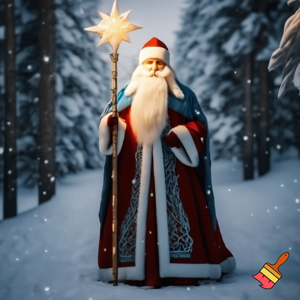 Russian Santa Claus magic one staff walking stick with a star real Santa Claus, Santa Claus the real person