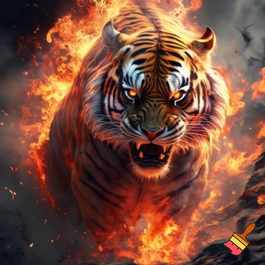 un tigra bulado am foc